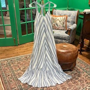 HOLDING HORSES Blue and White Striped Maxi Dress